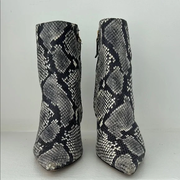 J. Crew Black and Gray Ankle Booties with Snakeskin Pattern LIKE NEW - Picture 2 of 14